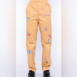 NEW BY SAMII RYAN DOODLES CHINO KHAKI PANTS